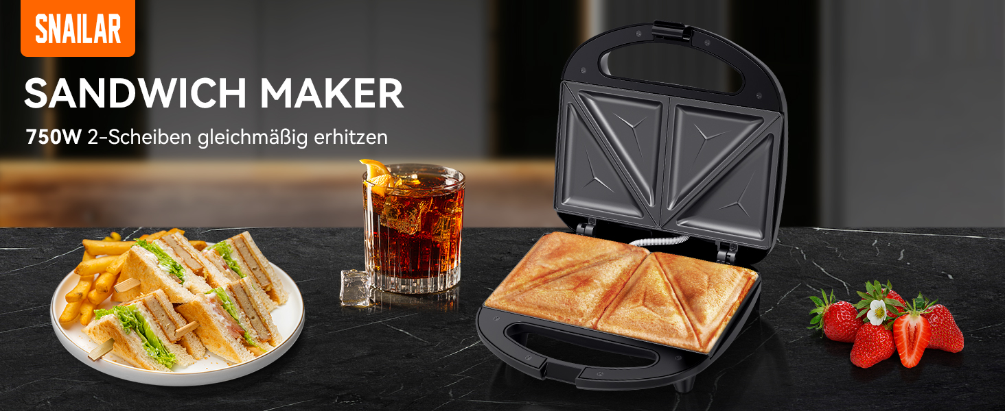 Вафельниця Snailar: компактна та стильна модель 750W для приготування бельгійських вафель (квадратні)
