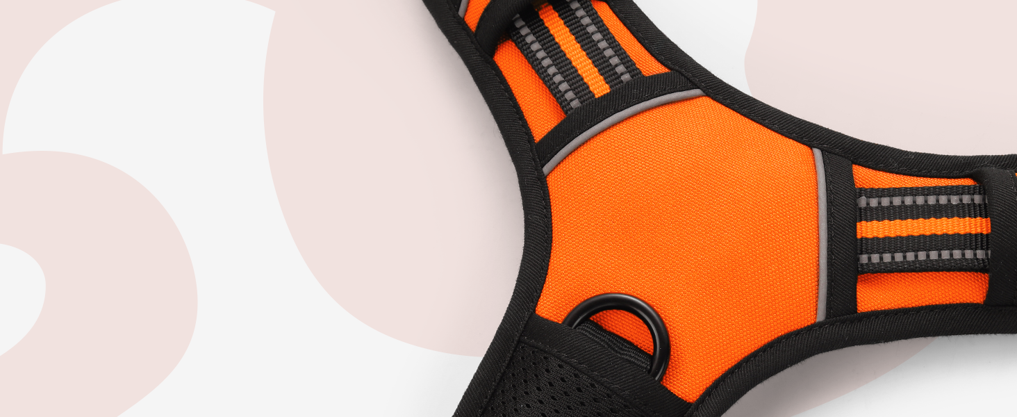 Нашийник для собак Rabbitgoo великих порід, регульований, анти-тяга, з ручкою, м'який, світловідбиваючий, помаранчевий, L (1 шт.)