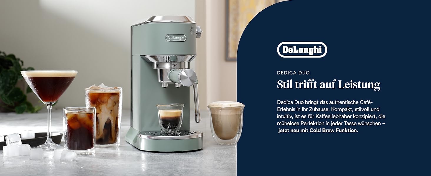 Еспресо-кавоварка De'Longhi Style EC 685.B Dedica 2025: компактна, з професійним капучинатором, для кави та ESE Pads