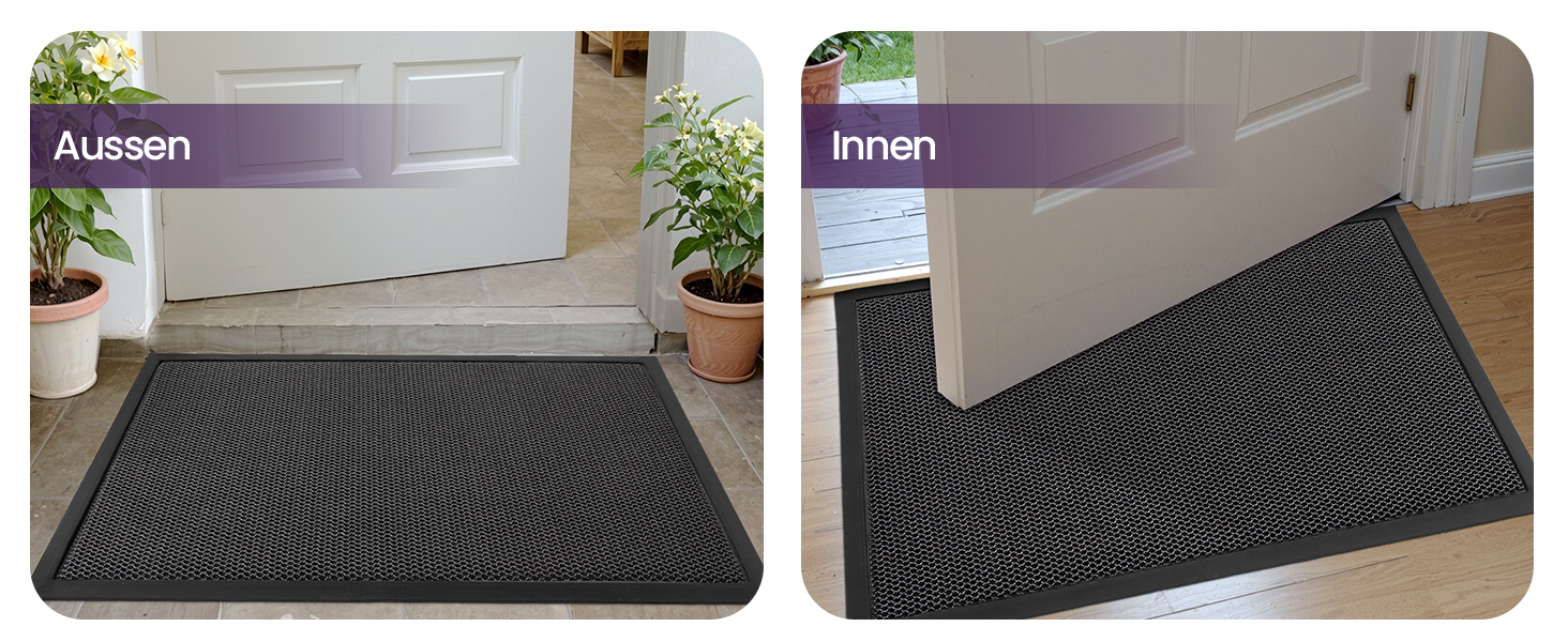 Дексі килимок для дому та вулиці 43 x 76 см, антиковзкий, водонепроникний, міцний, сірий
