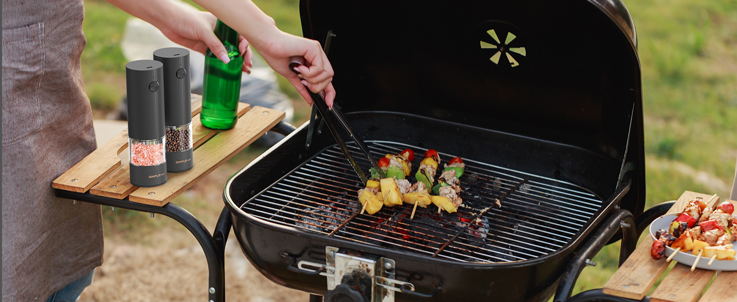 Електричні мельниці для спецій SIMPLETASTE 2 шт. з регульованим керамічним жорном, ABS, працюють від батарейок