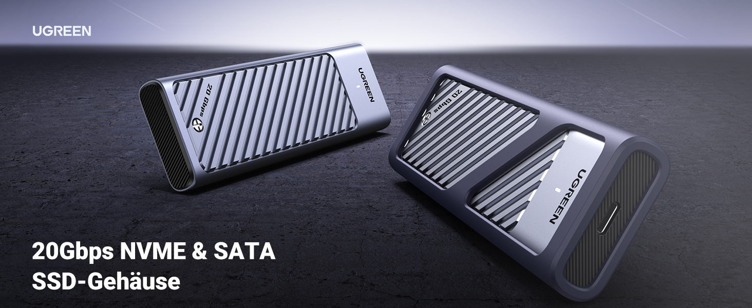 Зовнішній корпус для SSD UGREEN NVMe/SATA M.2 USB-C 3.2 Gen 2x2 20Gbps з кабелем Type-C