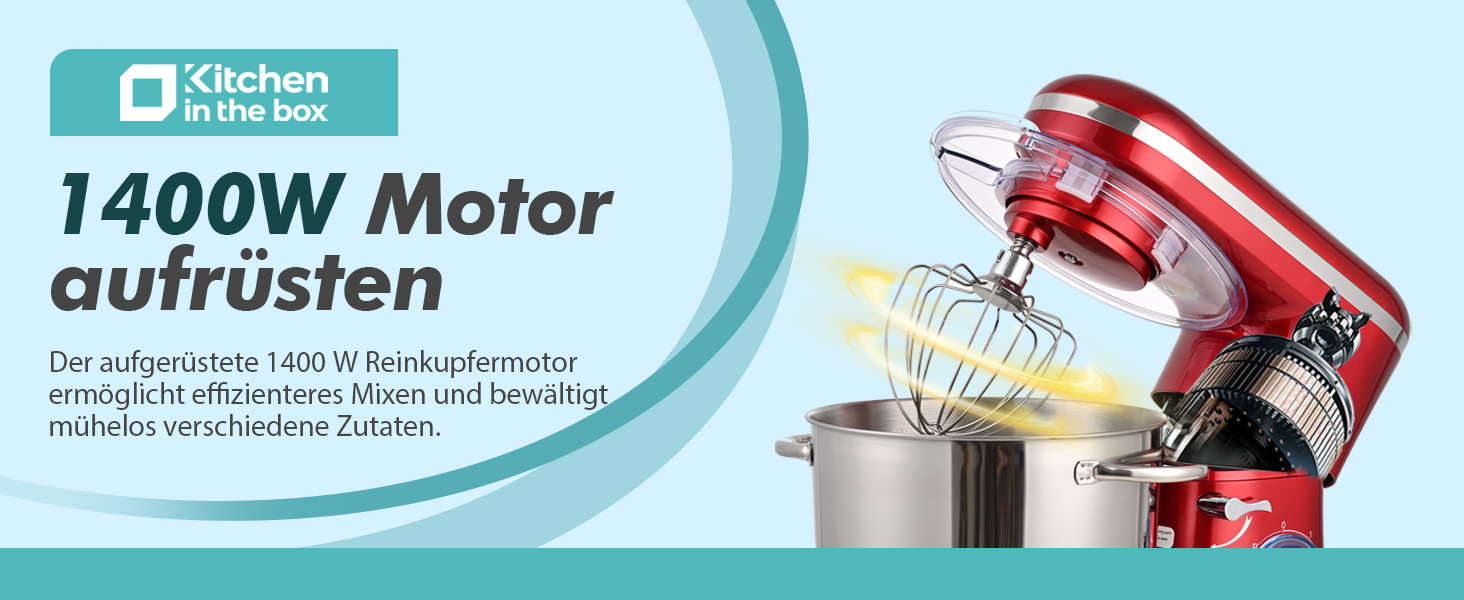 Кухонна машина Küchenmaschine 6.2 л, 1400 Вт, 6 швидкостей з набором насадок (міксер, гак для тіста, вінчик)