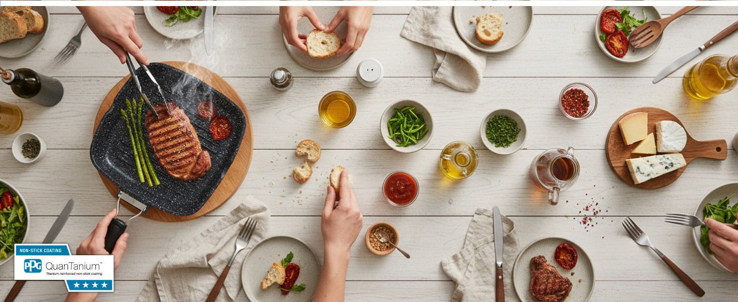 Гриль-сковорода Brieve Black Titanium індукційна, алюмінієва, з антипригарним покриттям, складана, 20x20 см