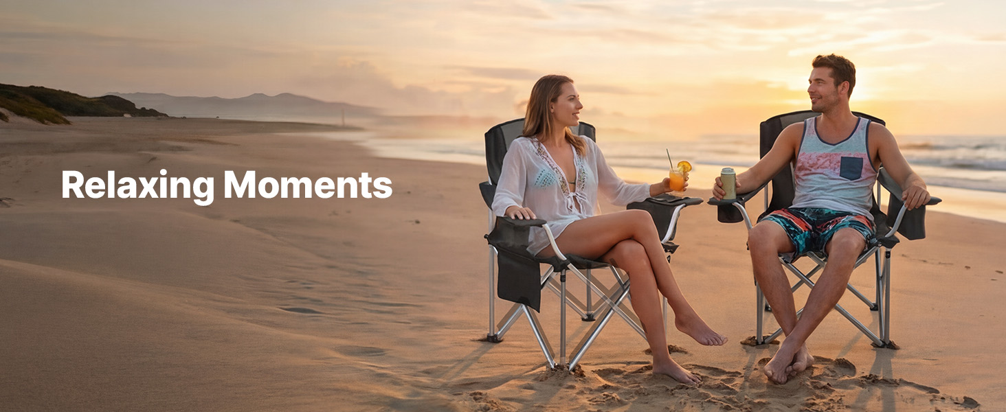 Складні кемпінгові крісла VEVOR 2 шт, надміцні (204 кг), з підлокотниками та підсклянником, для риболовлі та відпочинку на природі