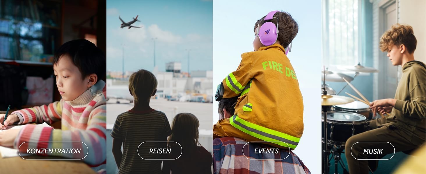 Schallwerk® Kapselgehörschutz Kiddies: Дитячий навушник шумозахисту для дітей | Комфортні навушники для повсякденного використання та заходів (Rocket Berry)