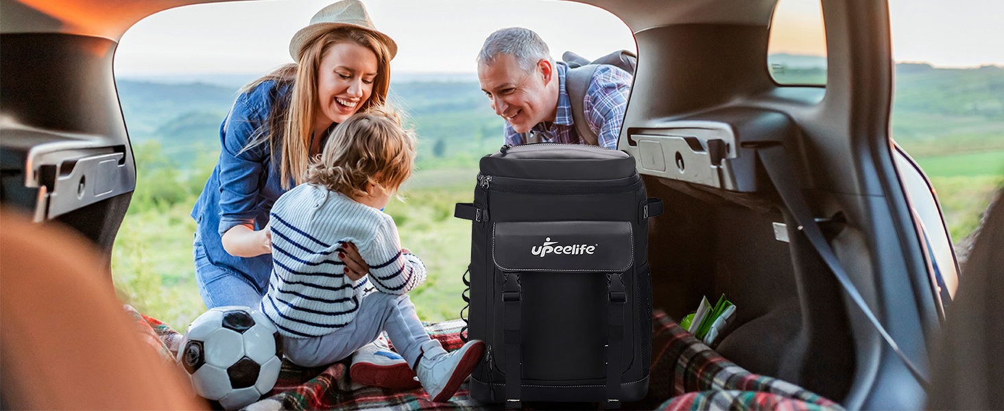 Рюкзак-холодильник Upeelife 30L з підкладкою для пікніка, чорний. Водонепроникний, для кемпінгу та пікніків