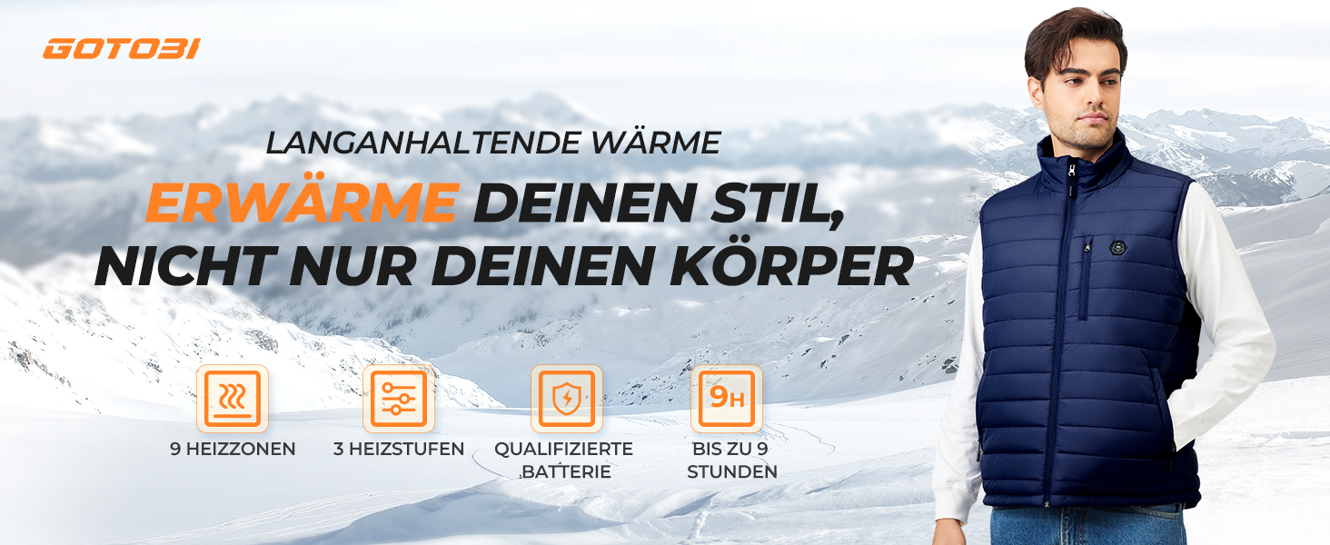 Обогреваемый жилет для мужчин с powerbank 16000mAh - 9 зон обігріву, 3 температурні режими, для активного відпочинку та велоспорту (синій, XL)