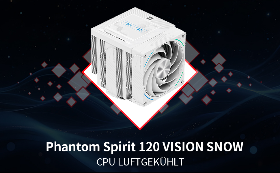 Thermalright Phantom Spirit 120 Vision - Кулер для CPU з 7 heatpipes та IPS-дисплеєм, для AM5/AM4, Intel lga1851/1700/1150/1151/1200