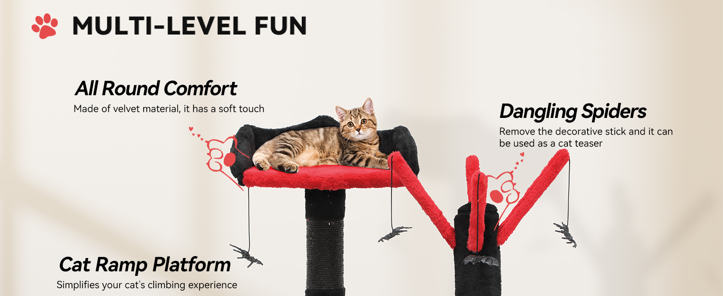 Кігтеточка YITAHOME Готичний XL, 160 см, з 4 колонами з сизалю, 1 дощечкою для шліфування, гамаком, 2 кулями-іграшками, платформами для сну, чорна