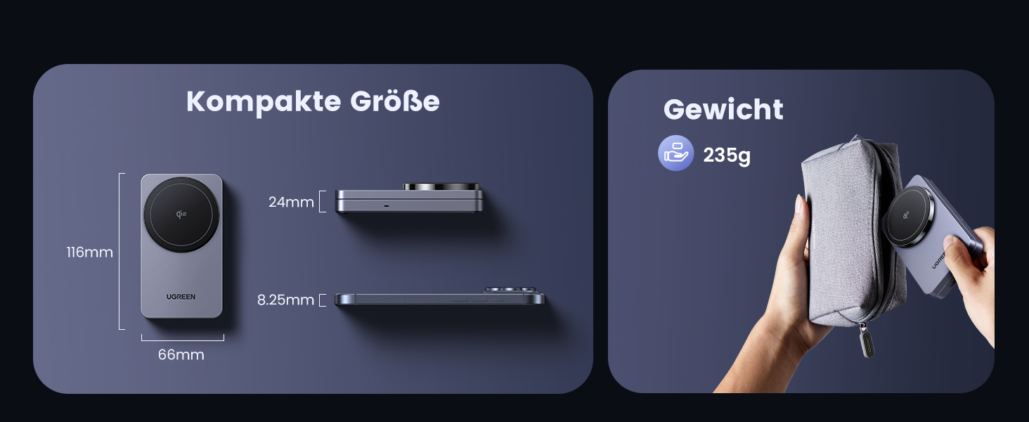 Зарядний пристрій UGREEN MagFlow Qi2 з підтримкою MagSafe, 15W, 2-в-1, для iPhone 17/16/15/14/13/12, AirPods 2/3, з кабелем 1м