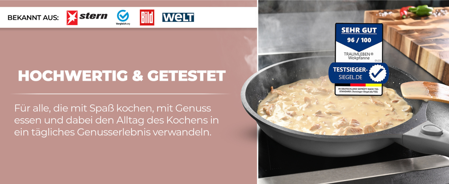 Набір сковорідок TraumLeben Neu 2 шт. 24/28 см з знімними ручками, антипригарне покриття, без PFOA, для індукції, сумісний з духовкою | сковорода, універсальна сковорода (сірий)