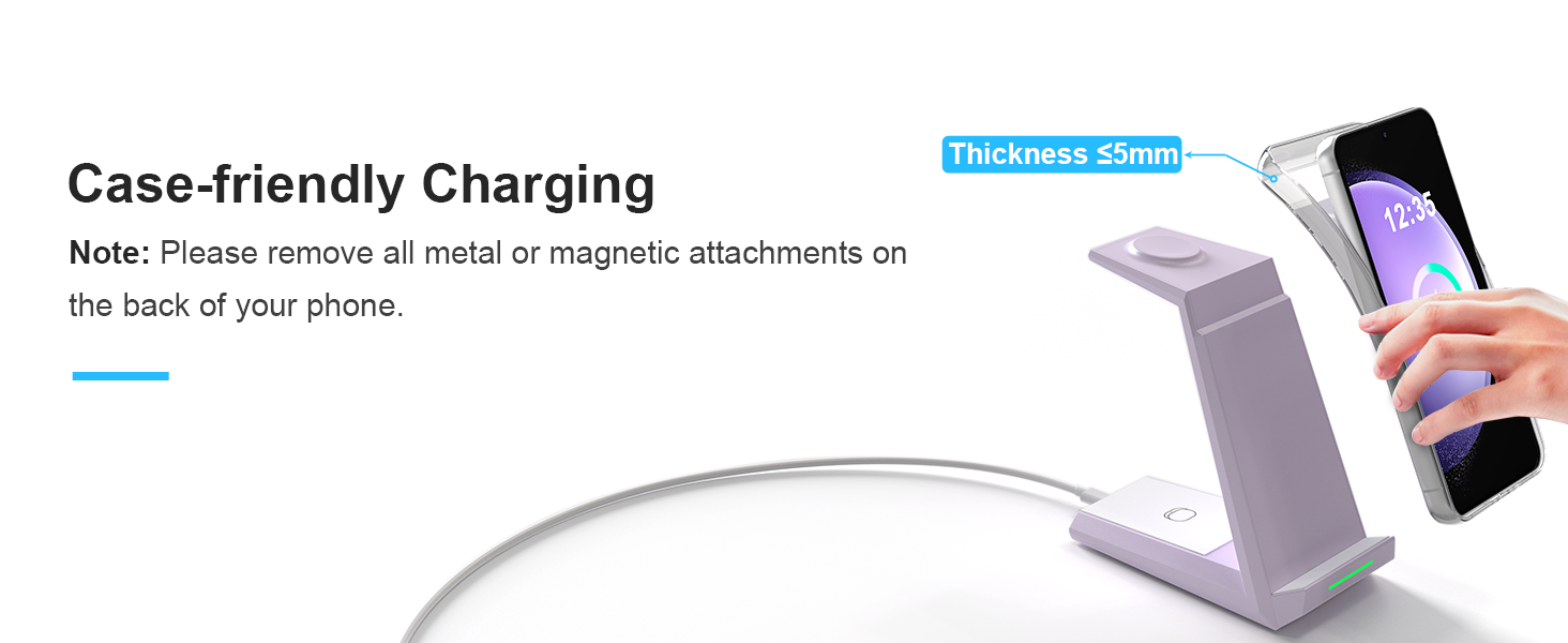 Зарядна станція NANAMI 3-в-1 для Samsung Galaxy Watch, Buds та смартфонів (S25, S24, S23) - бездротова, індукційна, фіолетова