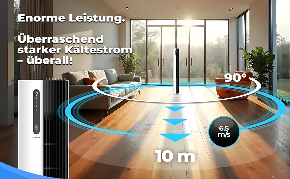 Турбовентилятор 110 см: тихий вентилятор з пультом, іонізація, 12 швидкостей, таймер 12 год, білий колір