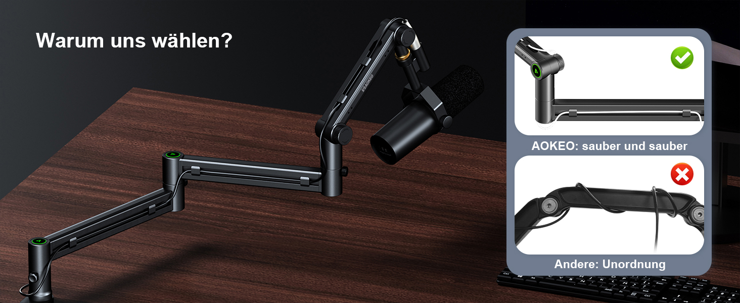 Кріплення для мікрофона Aokeo AK-58i – низькопрофільний тримач для HyperX QuadCast, Elgato Wave, Shure SM7B, Blue Yeti, Blue Snowball