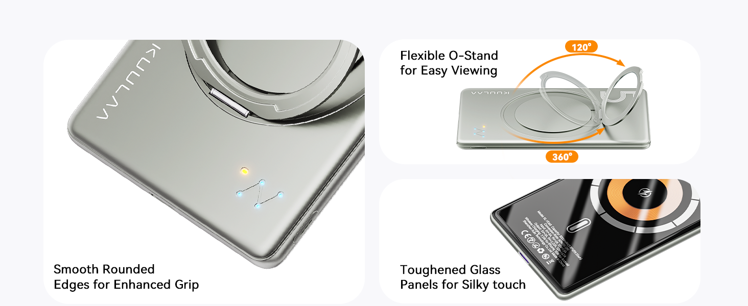 Powerbank Kuulaa MagSafe 5000mAh, Швидка зарядка, USB-C, для iPhone 17/16/15/14/13/12/Pro/Pro Max, срібло