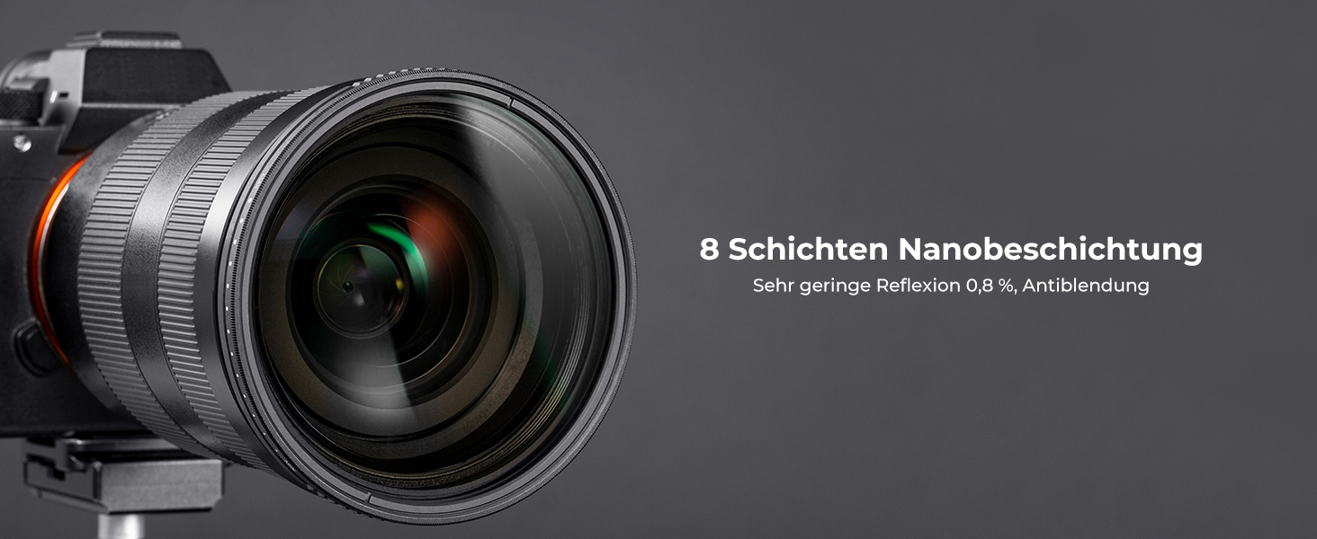 Фільтр ND Variabler K&F Concept 55mm (ND2-ND400) для фотографії пейзажів (Nano-Basic Series) з 3 серветками для чищення