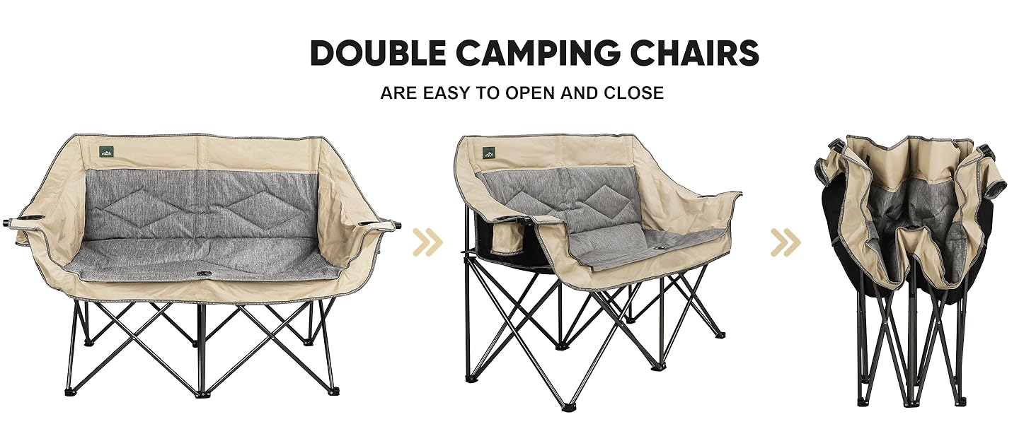 Розкладний диванчик для кемпінгу Northroad на 2 особи, портативний, з підстаканниками та тримачем для келихів, бежевий