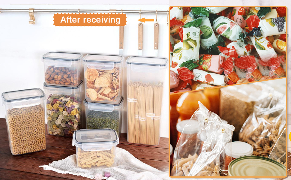 Набір контейнерів для зберігання Heucheey 25 шт. - Органайзер для кухні, контейнери для продуктів з кришкою, набір для зберігання з мірною ложкою, маркувальником, наклейками, щіткою