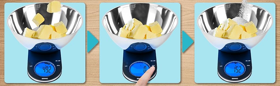 Кухонні ваги Duronic KS5000 - 5 кг, овальна форма, знімний контейнер 3 л, точність 1 г, функція тарування, функція утримання, для випічки