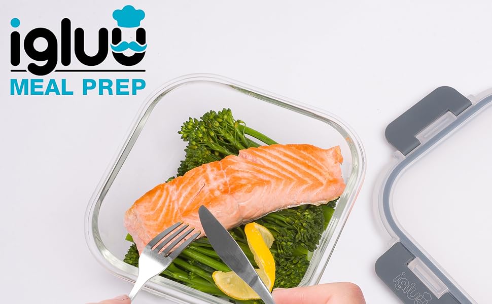 Контейнери для харчування Igluu, скляні, 3 шт. (400/650/950 мл) - BPA-free, мікрохвильова піч, духовка, морозилка, посудомийна машина, герметичні, жаростійке боросилікатне скло