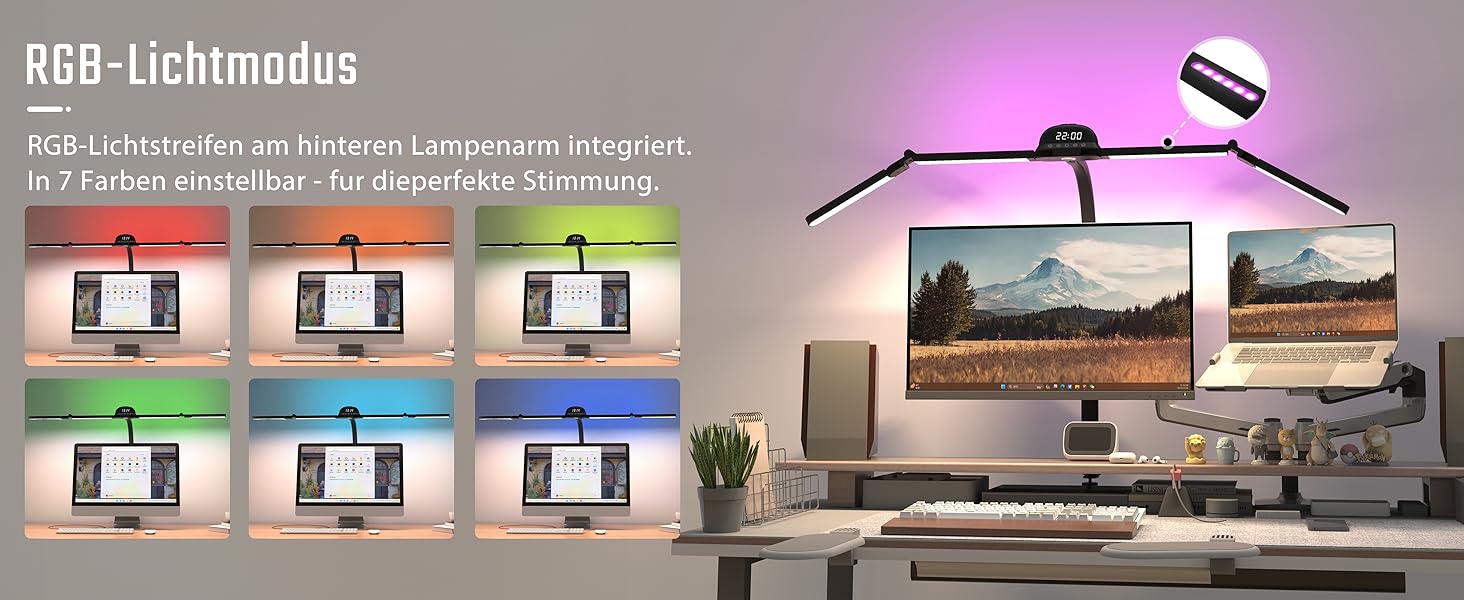 Світлодіодна настільна лампа на монітор (скрінбар) LED з RGB підсвіткою, 120 см, регулювання яскравості