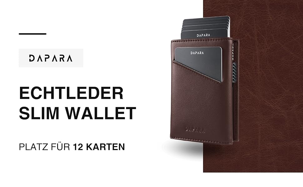 Чоловічий гаманець DAPARA з RFID-захистом | Тонкий гаманець для чоловіків з відділенням для монет | Гаманець-картхолдер на 12 карт | Коричневий гаманець Espresso Mini з натуральної шкіри