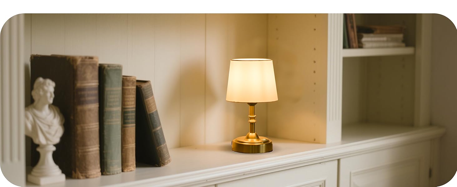 Бездротова настільна лампа з акумулятором 4000mAh, тепле світло 2700K, сенсорне управління, з адаптером/кабелем, для спальні, подарунок (золотиста)