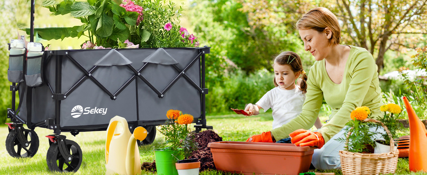 Bollerwagen Sekey XXXL: Складна вантажна платформа з великим об'ємом 150л, 200кг вантажопідйомністю, широкі колеса для бездоріжжя, антрацит