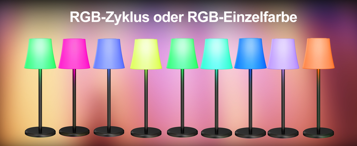 Бездротова LED лампа Suright для столу: регульоване світло, 3 кольори + RGB, сенсорне управління, IP54, для дому та відпочинку