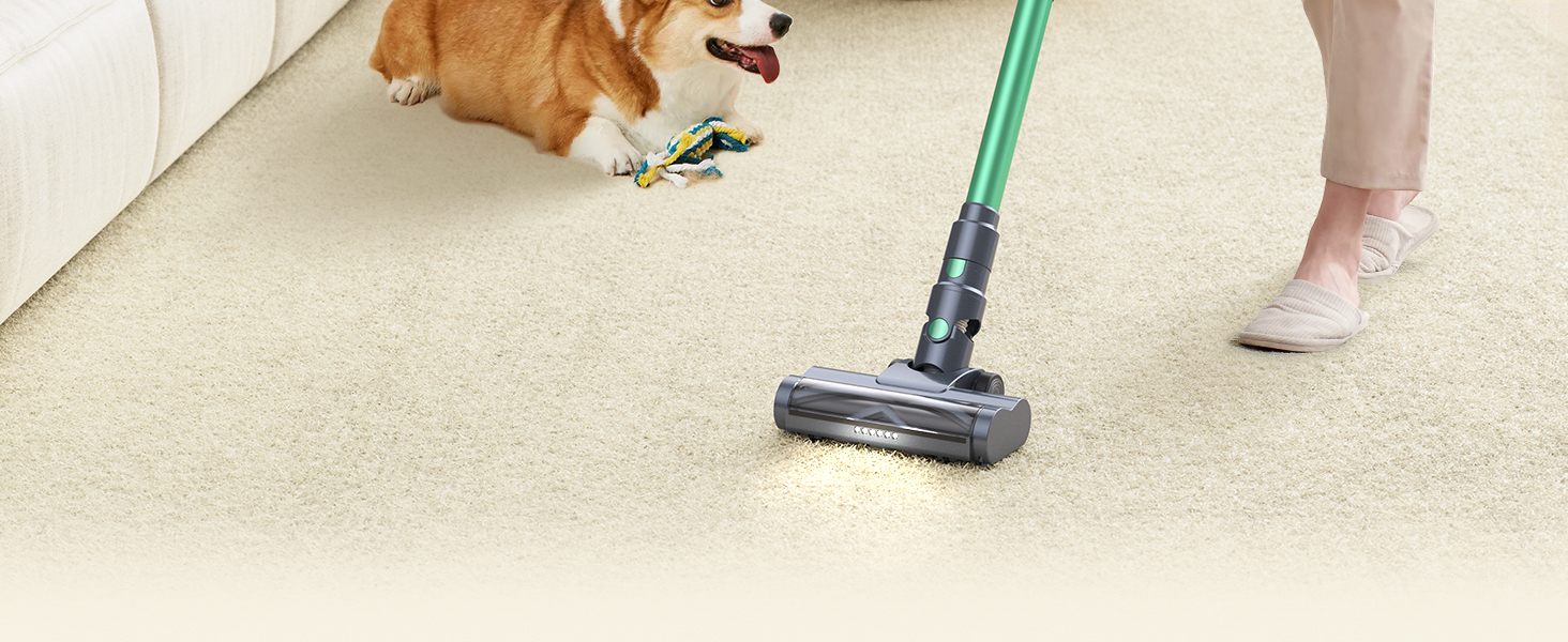 Бездротовий пилосос MIUZZY M241 30000Pa з акумулятором, 50 хв роботи, LED дисплей, для твердих поверхонь, килимів, шерсті тварин, зелений