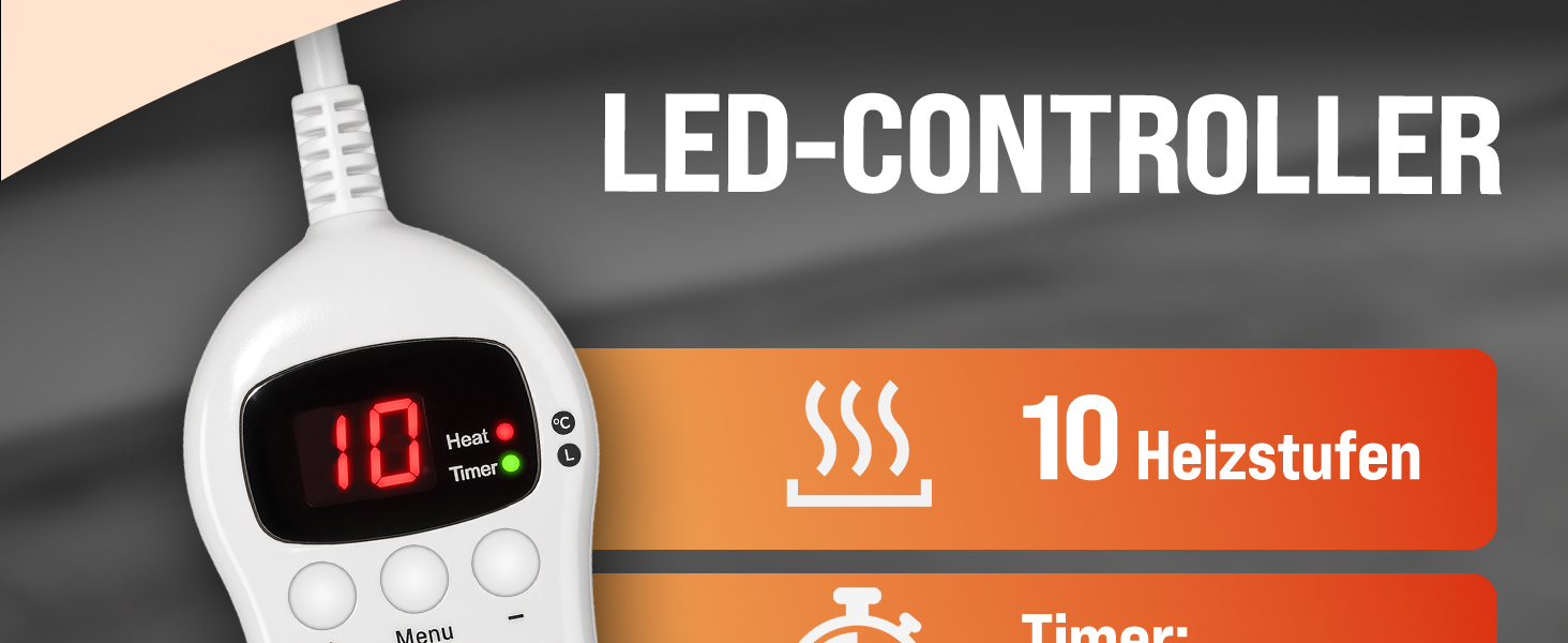 Monzana® Електрична ковдра з підігрівом 180x130 см, 120 Вт, 10 рівнів нагріву, таймер, захист від перегріву, пральна, флісова ковдра для ліжка, чорна, антрацитова