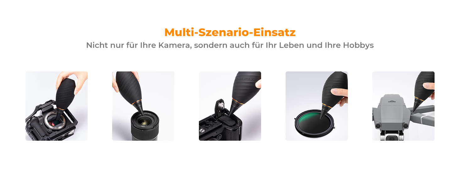 Набір для чищення фото- та відеокамер K&F Concept 10-в-1: об'єктиви, смартфони, сенсори. З мікрофіброю, повітряним насосом та рідиною для чищення.