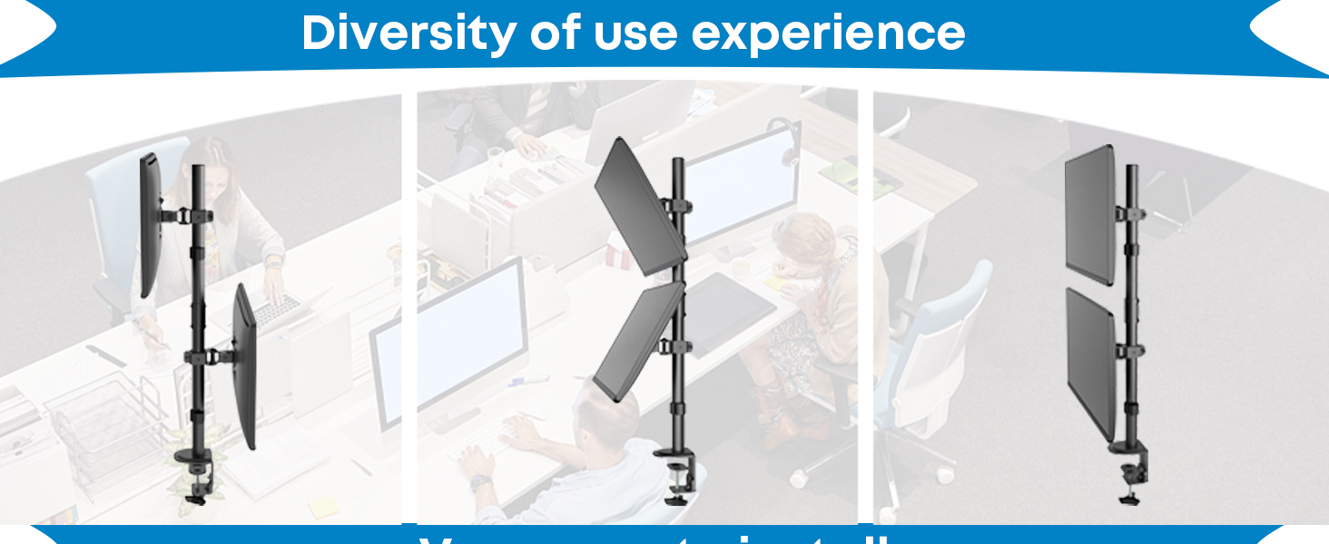 Кріплення для моніторів WORLDLIFT: 2 монітори один над одним, 17-35 дюймів, до 12 кг, регулювання висоти, VESA 75/100