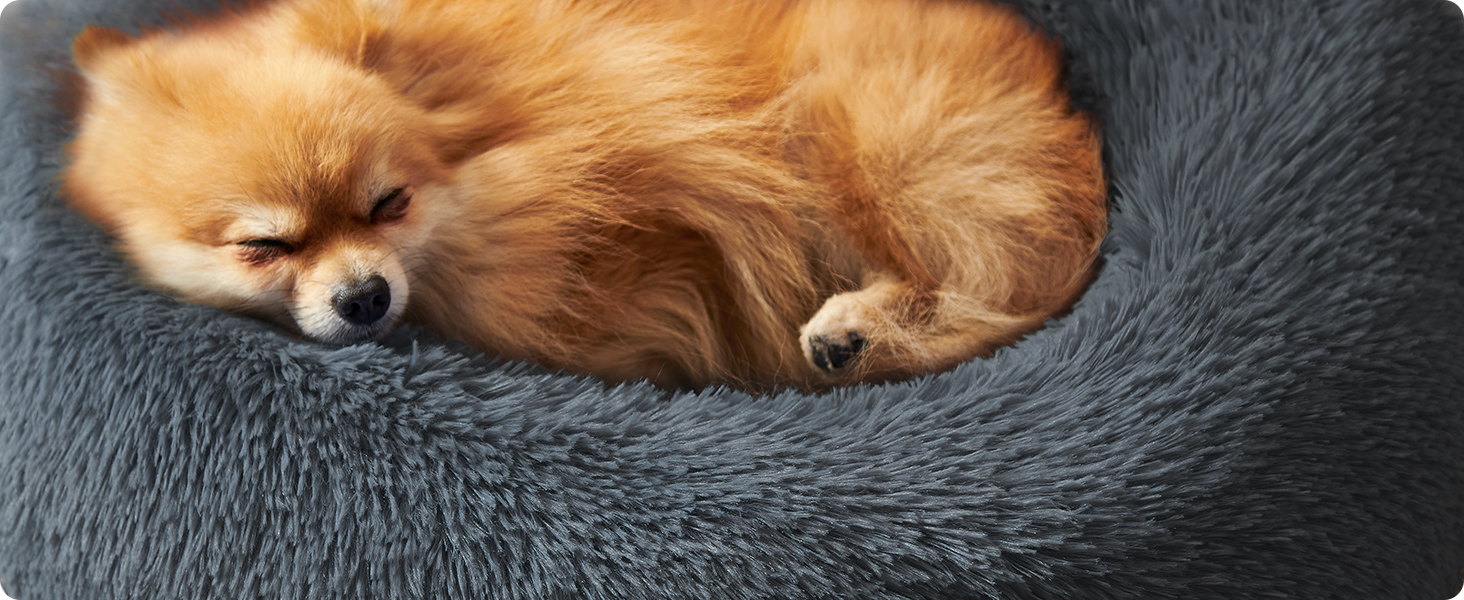 Кругле ліжко для собак та котів Feandrea, м'яке, донат, 60 см, темно-сірий, знімний наповнювач