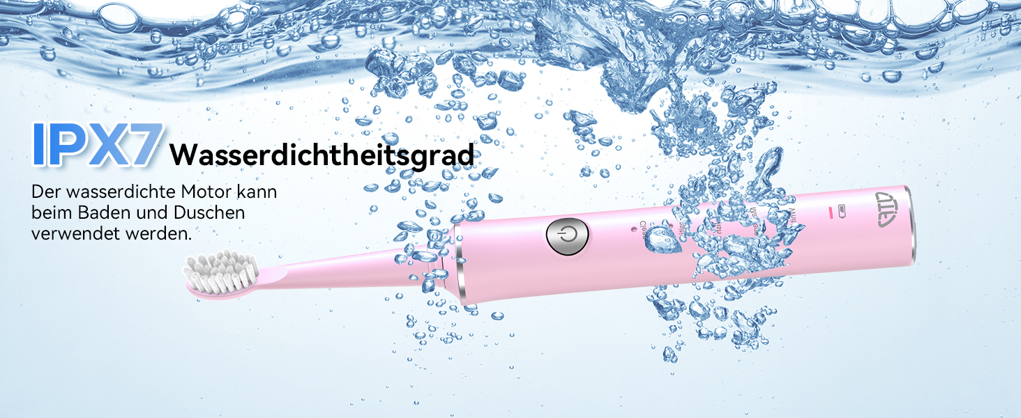 Електрична звукова зубна щітка JTF для дорослих, рожева – 5 режимів, 45 днів роботи, 8 насадок, IPX7, таймер, для подорожей. Преміум набір для сім'ї + скребок для язика