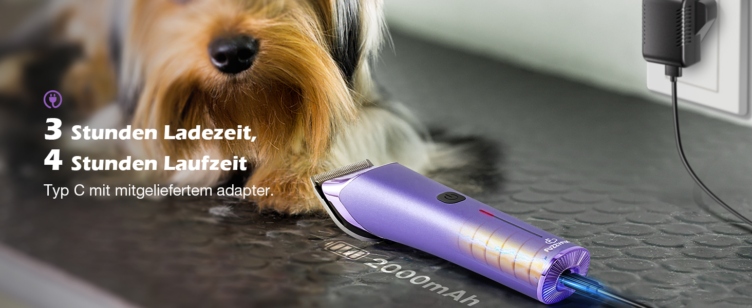 Професійна машинка для стрижки собак з запасним лезом, 5-в-1, фіолетовий колір