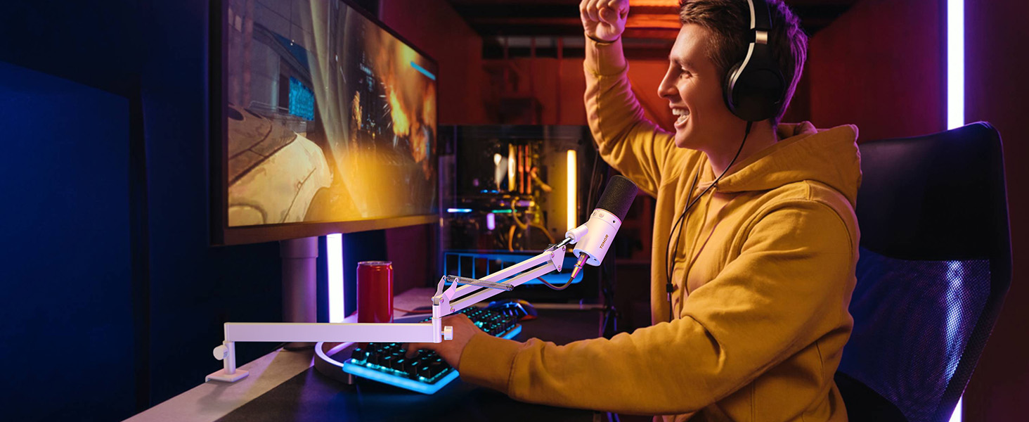 Тримач для мікрофона TONOR T20LP з низьким профілем - регульований штатив для геймінгу, подкастингу та запису звуку