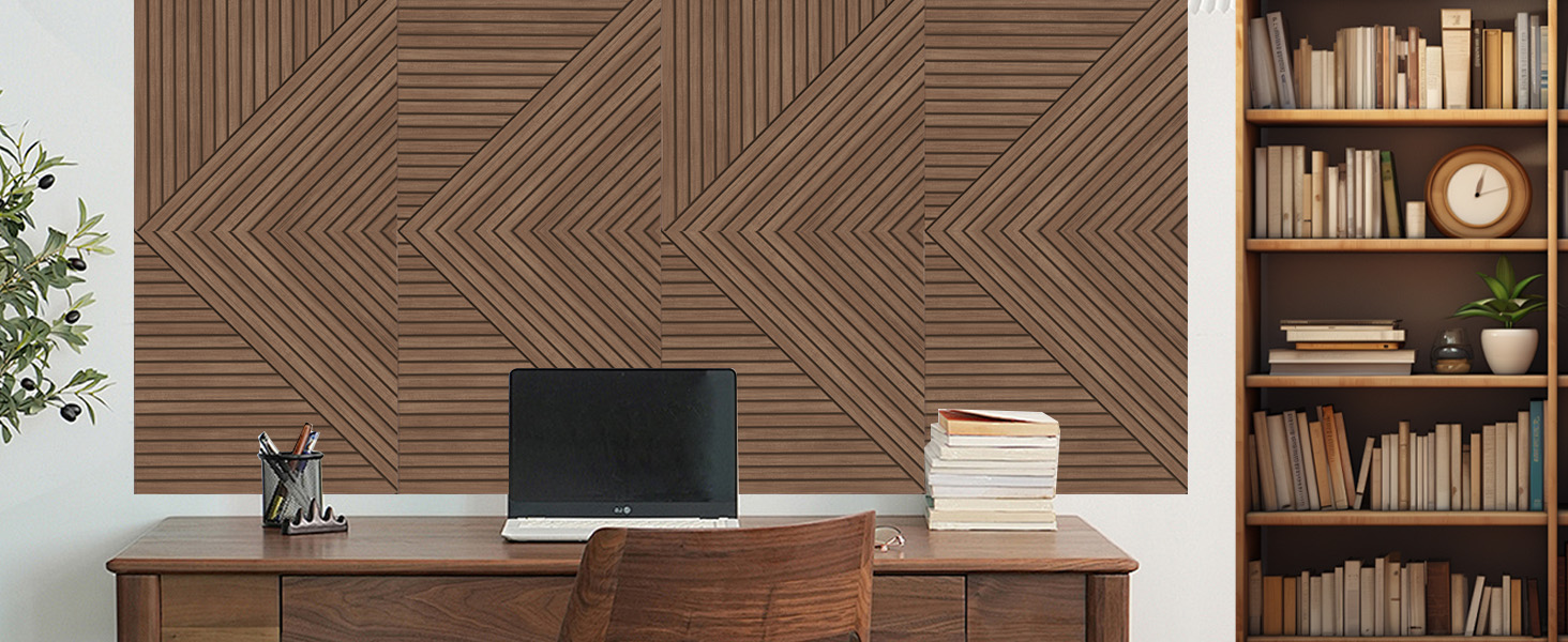 Акустичні панелі JBER (6 шт), самоклеючі звукопоглинаючі стінові панелі для офісу, студії та дому, 180 x 120 см, колір тик