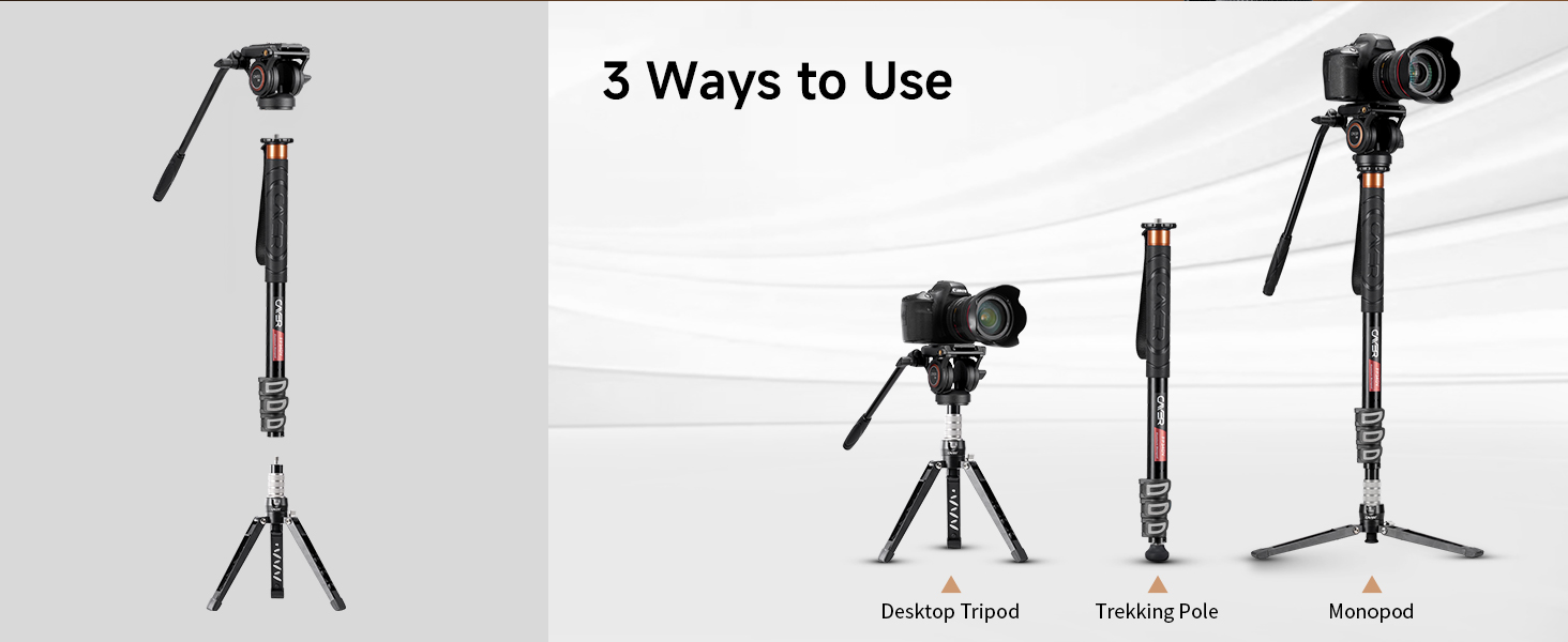 Однонога штатив Cayer FP34 з плавним голковим підшипником, 180 см, для DSLR камер Canon, Nikon, Sony, Olympus, Panasonic