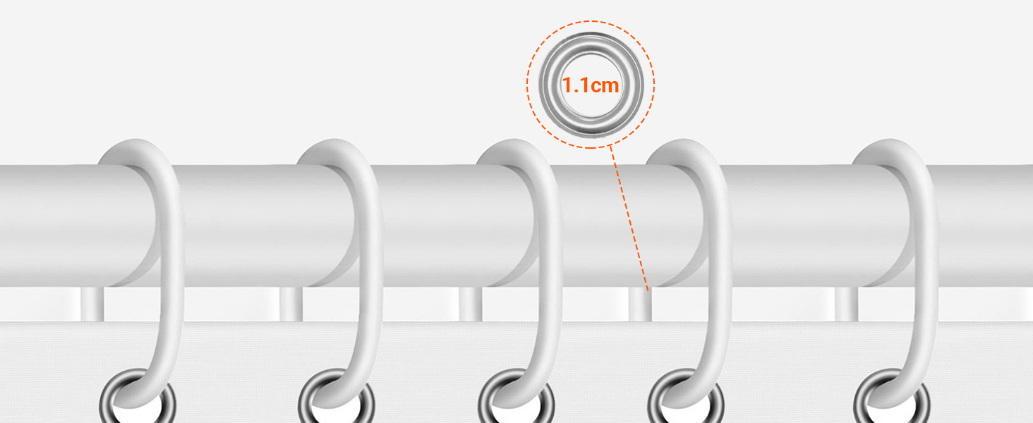 Штора для душу Weizenohr 180x200 см, з утяжеленим краєм, антигрибкова, водовідштовхувальна, поліестер, з кільцями (1 шт)