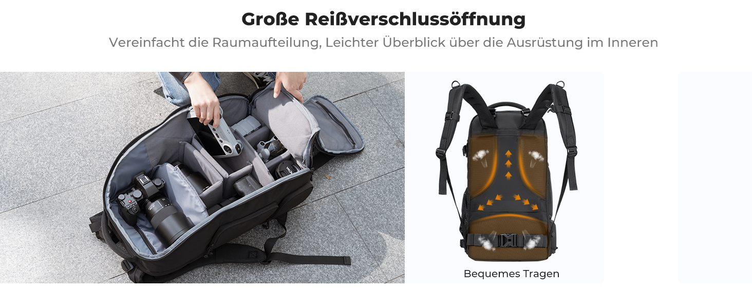 Рюкзак для камери K&F Concept 30L, водонепроникний, з захистом від дощу, для DSLR/SLR, 16