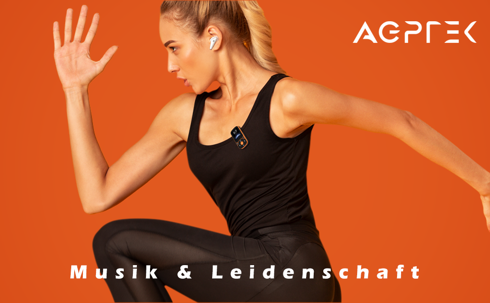 MP3 плеєр AGPTEK Bluetooth 5.0 32GB Orange - кліпса, TFT екран, підтримка TF карти до 128GB