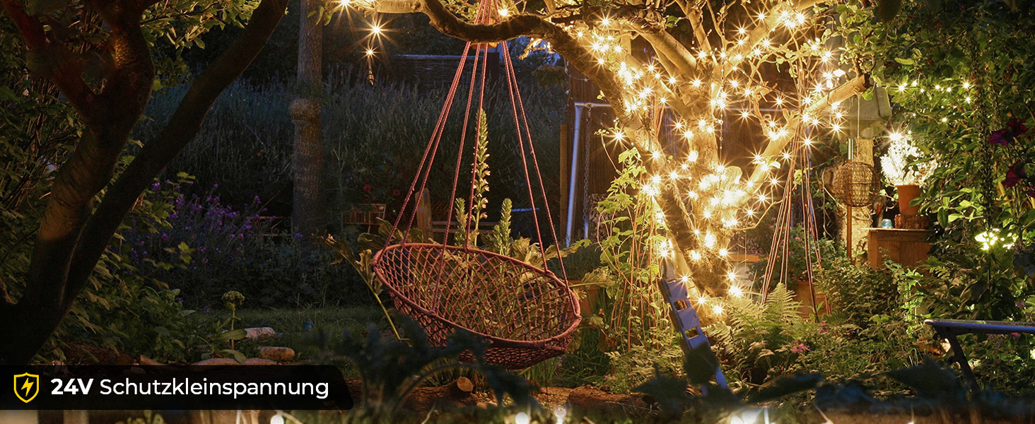 Гірлянда світлодіодна 15м, 100 LED, для дому та саду, IP44, 8 режимів, вологостійка, для дитячої кімнати, декору тераси та балкону