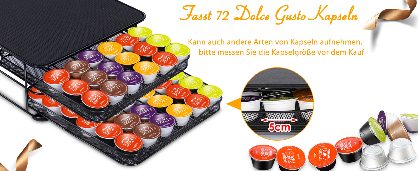 2-Tier Dolce Gusto Capsule Organizer - Holds 72 Capsules - Non-Slip Coffee Capsule Holder & Dispenser