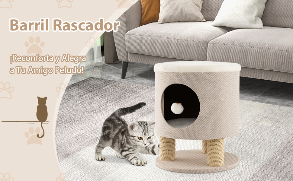 Котячий будиночок SOARS з когтеточкою, 3 яруси, 2 будиночки та ліжко, когтеточний комплекс для котів