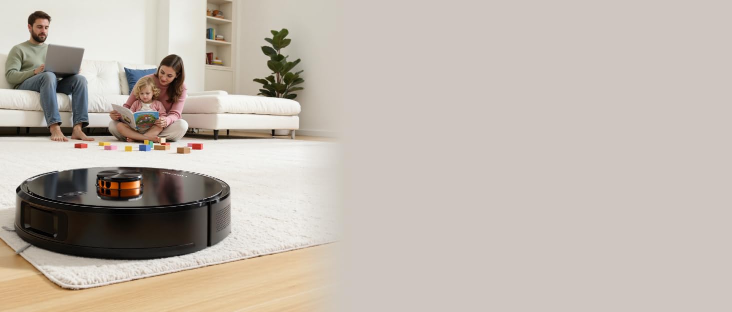 Робот-пилосос VONKO S6 Pro з функцією миття та док-станцією, 6000Pa, LiDAR 2.0, 180 хв, для тварин та килимів