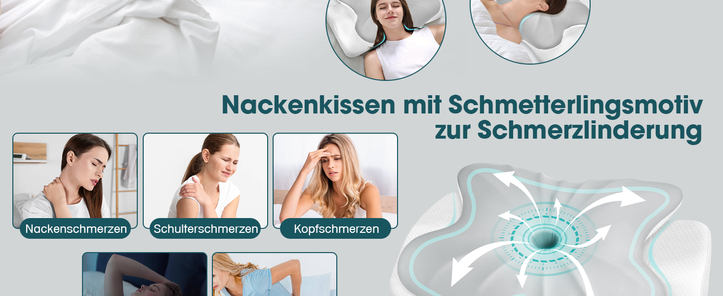 Ортопедична подушка для шиї Fwiull, подушка від хропіння, з піною з пам'яті, ергономічна, для сну на боці, спині та животі