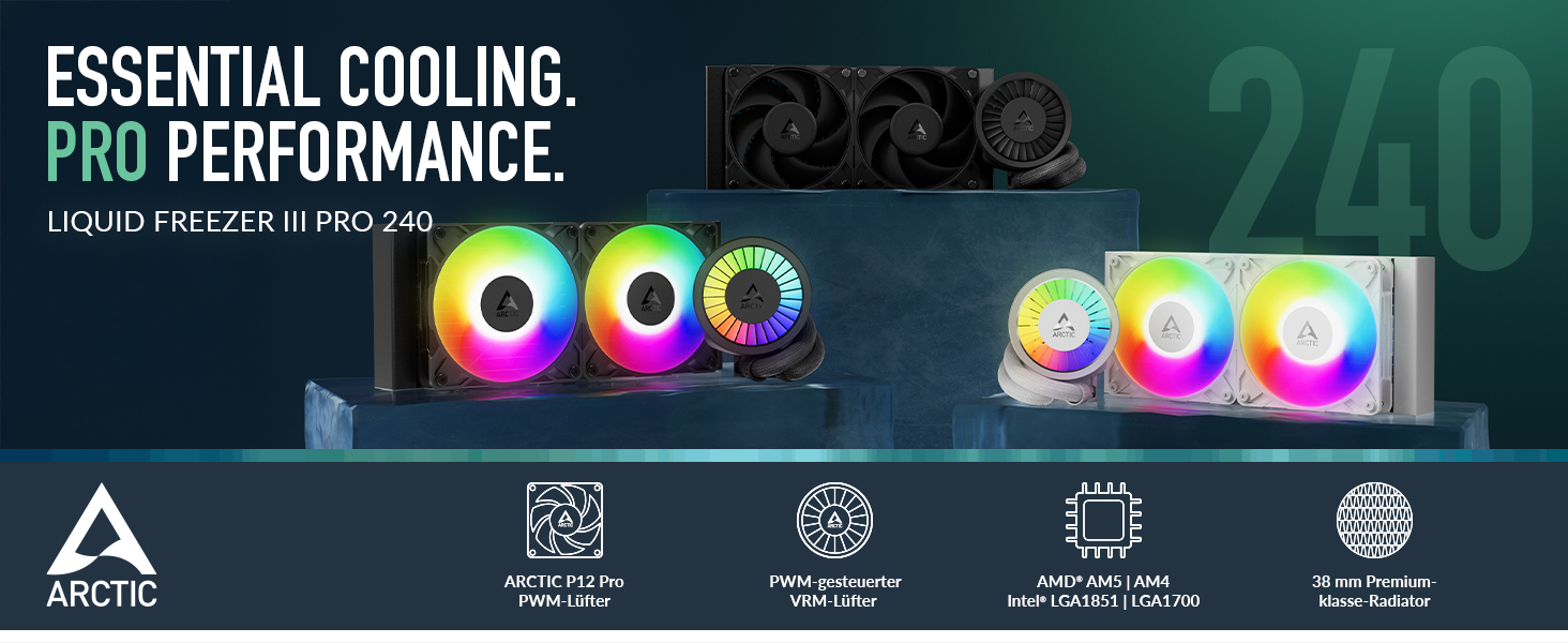 ARCTIC Liquid Freezer III Pro 240 A-RGB: Смарт-система водяного охолодження CPU з RGB підсвічуванням