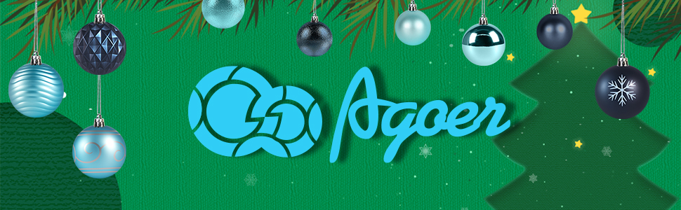 Набір прикрас для ялинки Agoer 100 шт. - блакитні кульки для ялинки з блискітками, пластикові, для декору ялинки на Новий Рік та Різдво